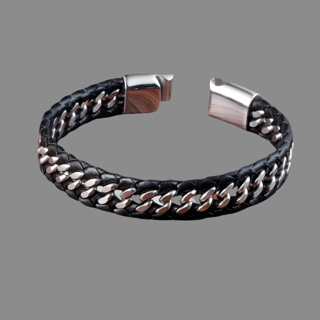 Geflochtenes Armband aus schwarzem Leder